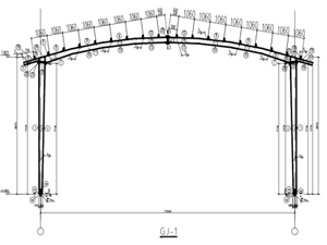 2.钢结构雨棚框架立面图.png